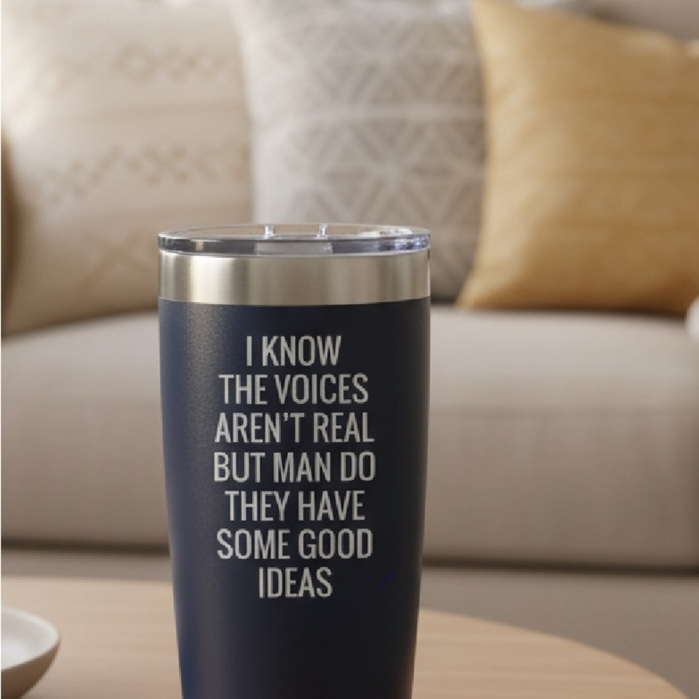 Insulated Navy Tumbler with Humorous Quote